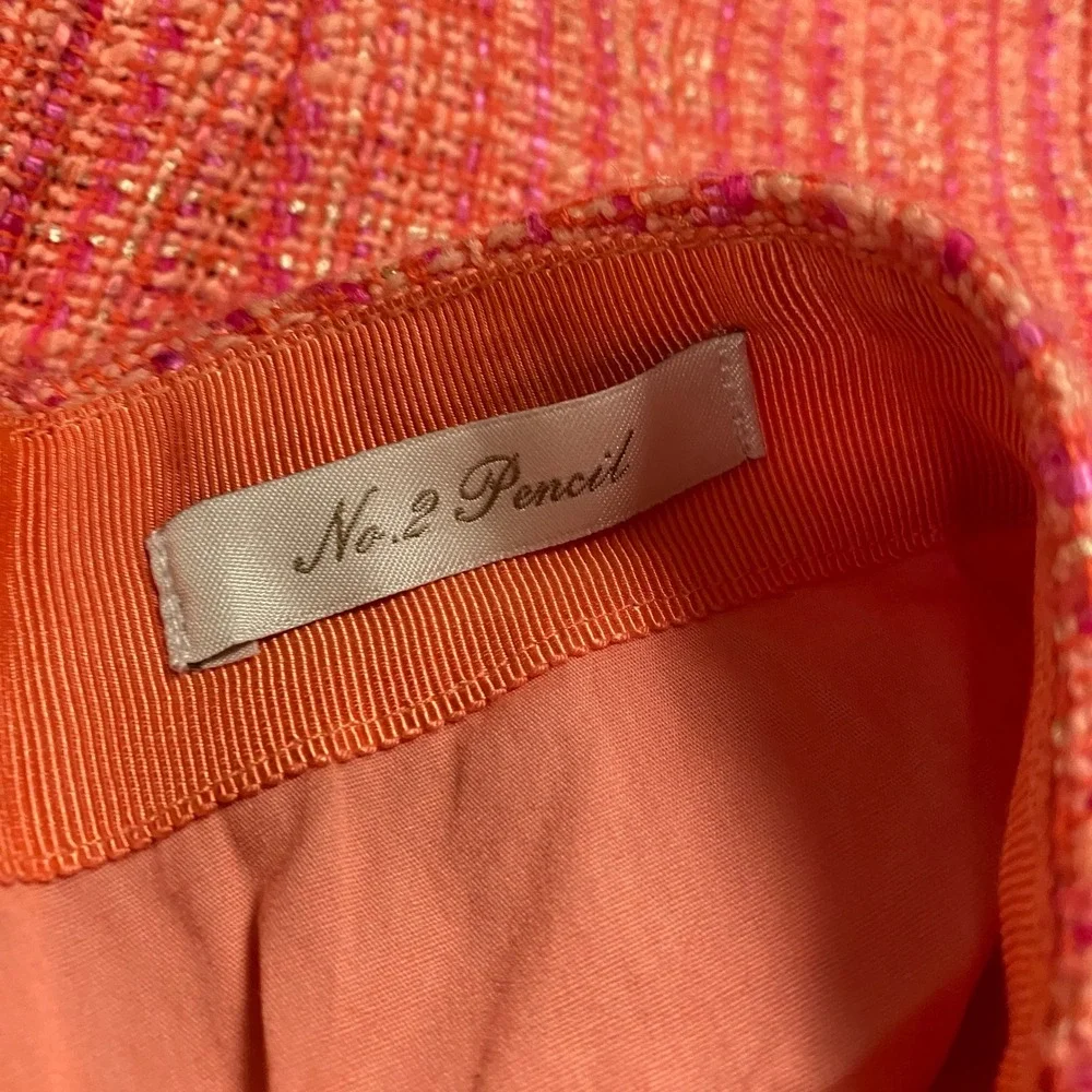 J. Crew No 2 Pencil Skirt Orange Tweed Office Business Casual Size 4 Academia‎